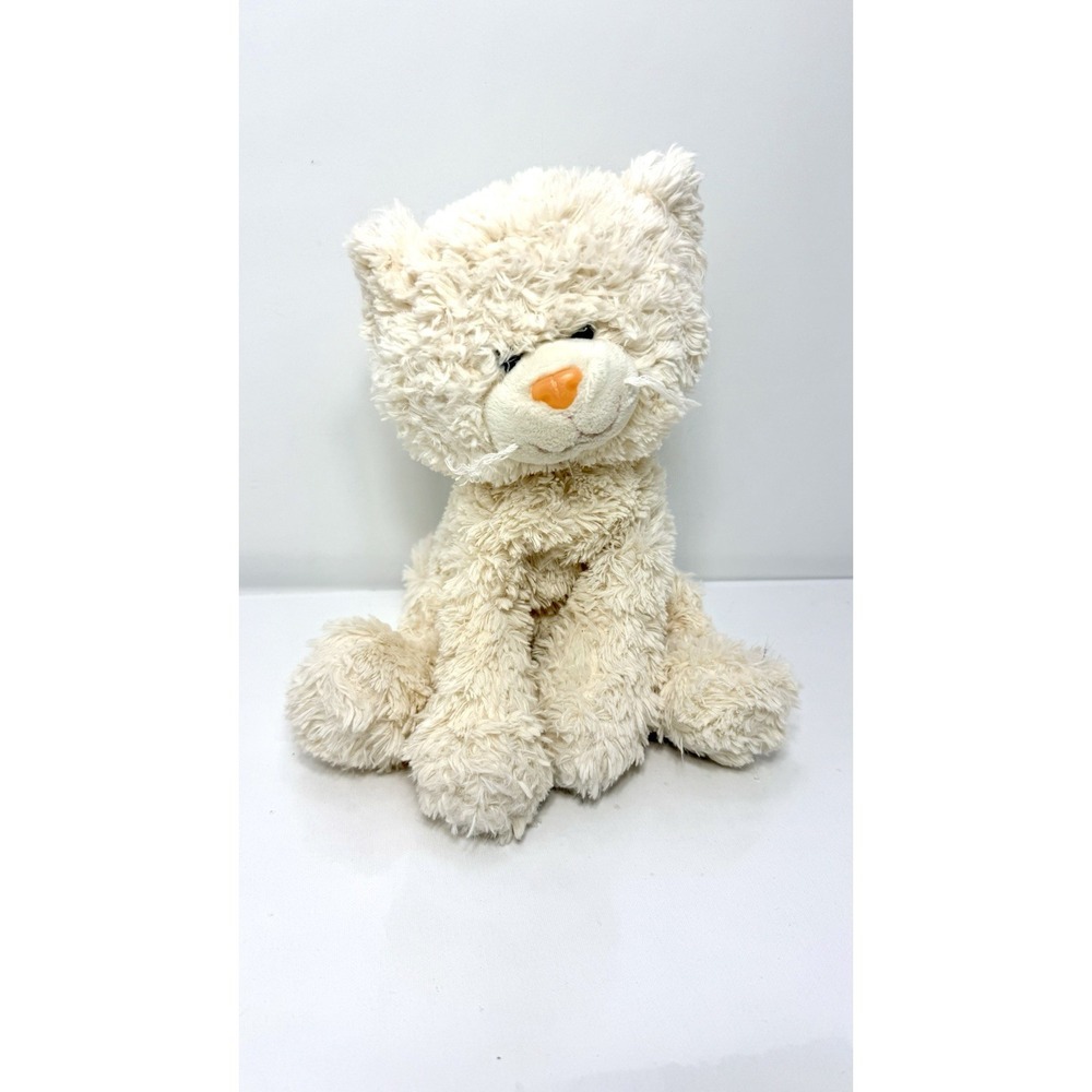 Hands On A Ganz Ziggy White Cat Plush Shaggy Fluffy Cream Kitten Stuffed H13848